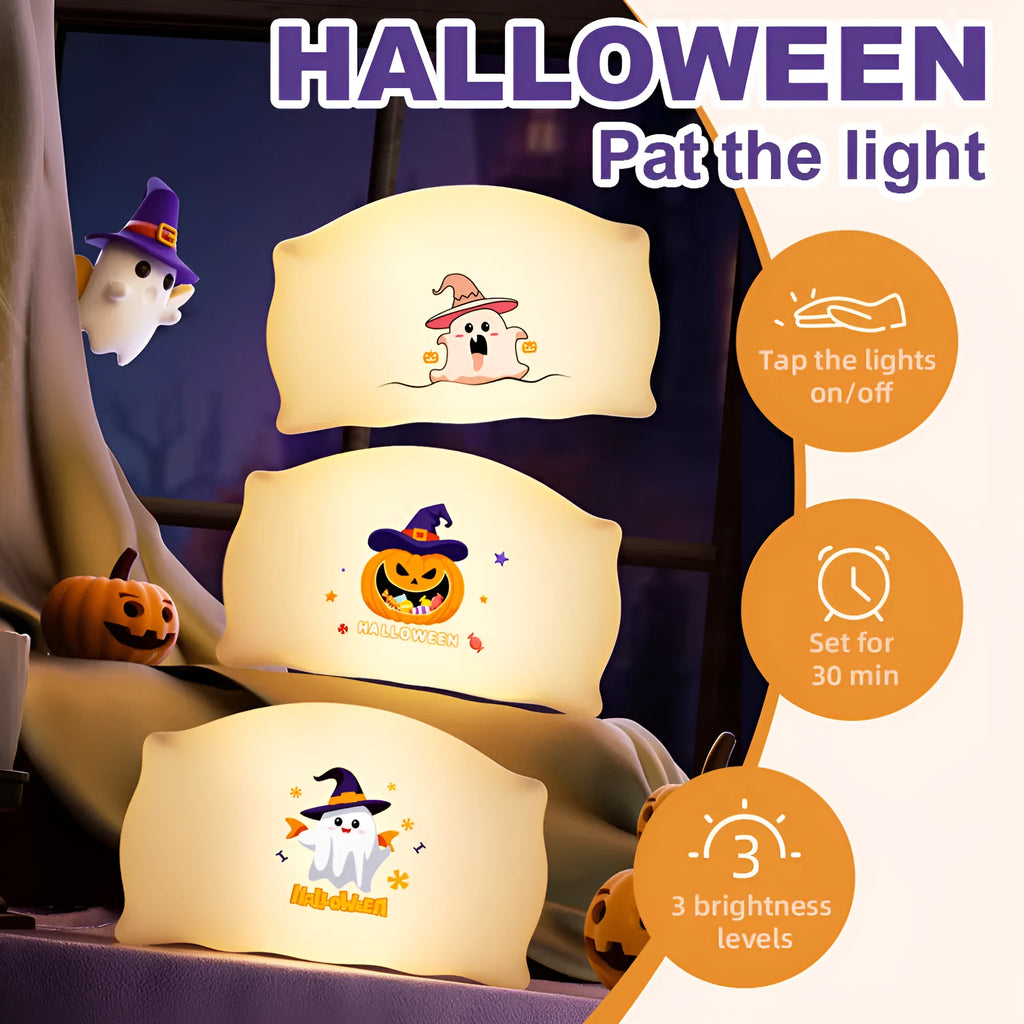 Cartoon creative Halloween doll table lamp with warm light, 99x70x50mm, Magic Ghost colour, on a bedside table