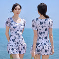 Women's mesh short sleeve swimming dress in summer green or white