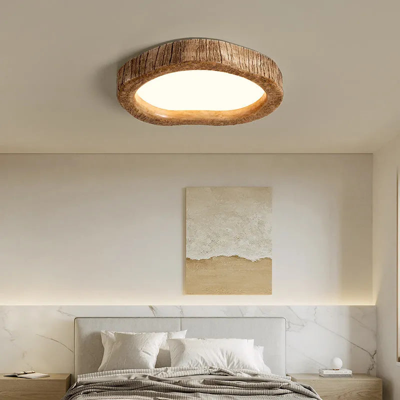 Wood grain finish ceiling lamp in new Chinese style for bedroom lighting