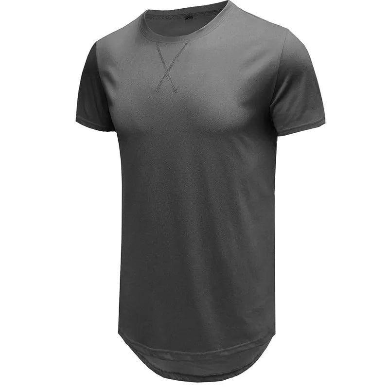 Men's slim-fit cotton short-sleeved t-shirt shown in multiple colour options