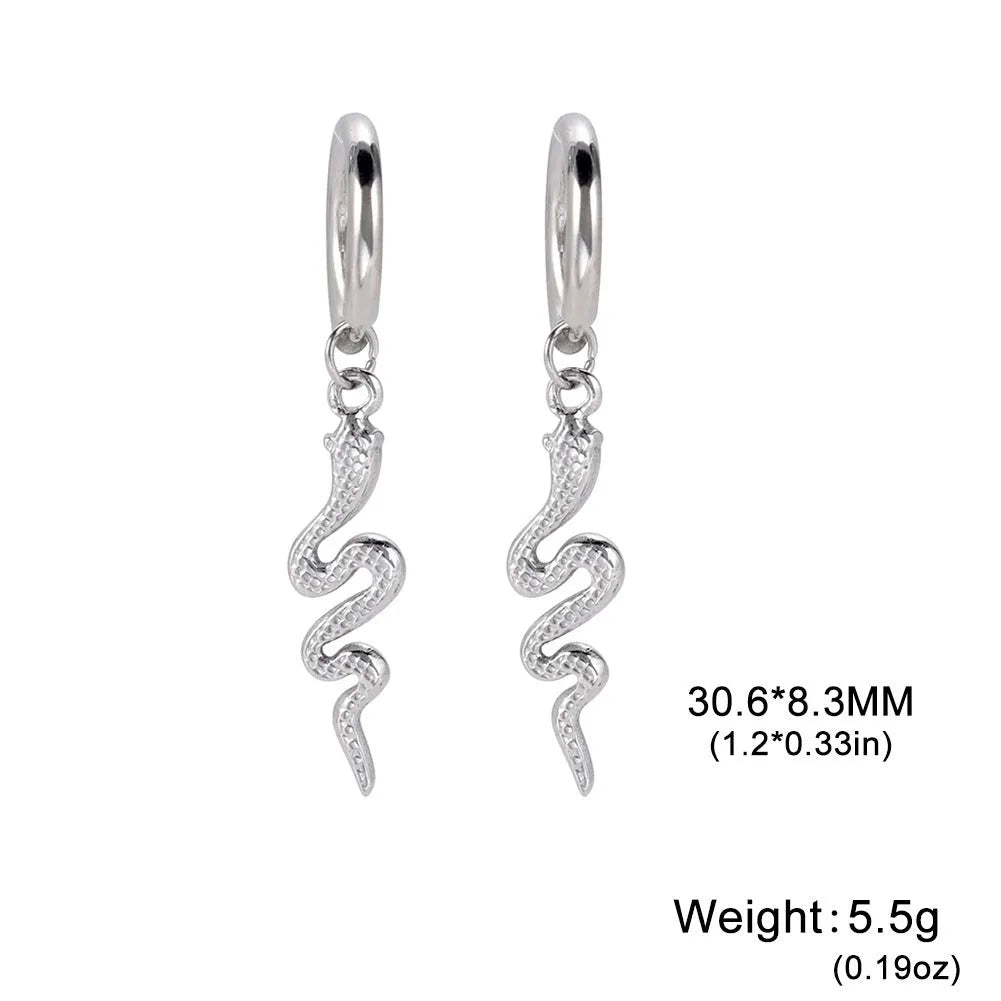 Gold plated stainless steel snake vintage clip-on earrings