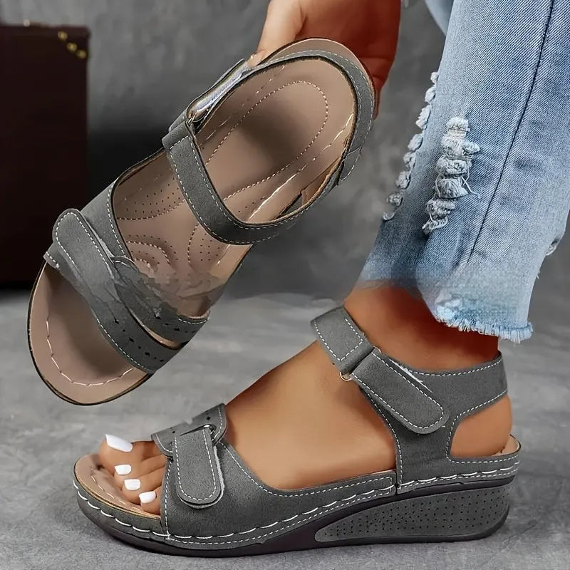 Thick bottom strap sandals with Velcro fastening in multiple colour options