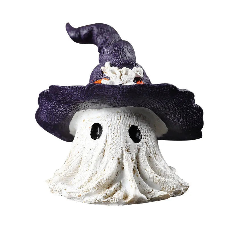 Resin wizard hat ornament in purple and black for Halloween Christmas Easter decoration