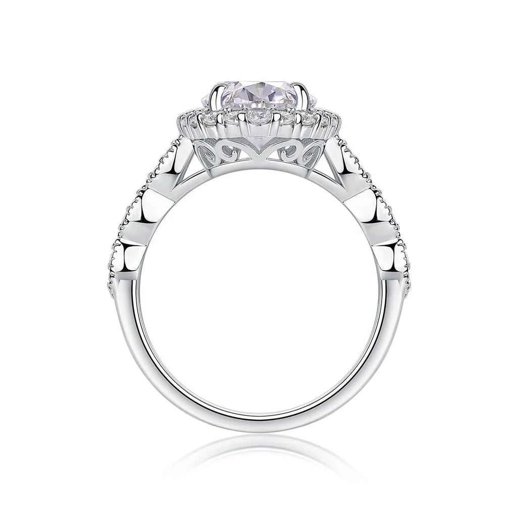 Moonlight Pupil egg-shaped moissanite wedding ring set in S925 silver with platinum plating