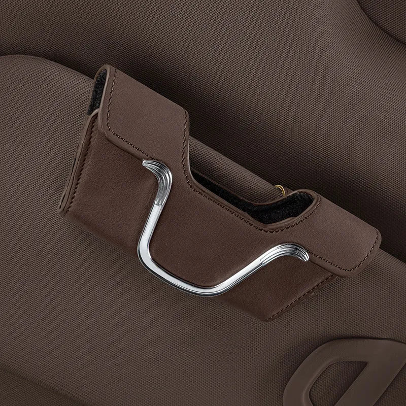 Car glasses case sun visor storage box in canvas measuring 8cm x 17.5cm, available in beige, black, brown, and red
