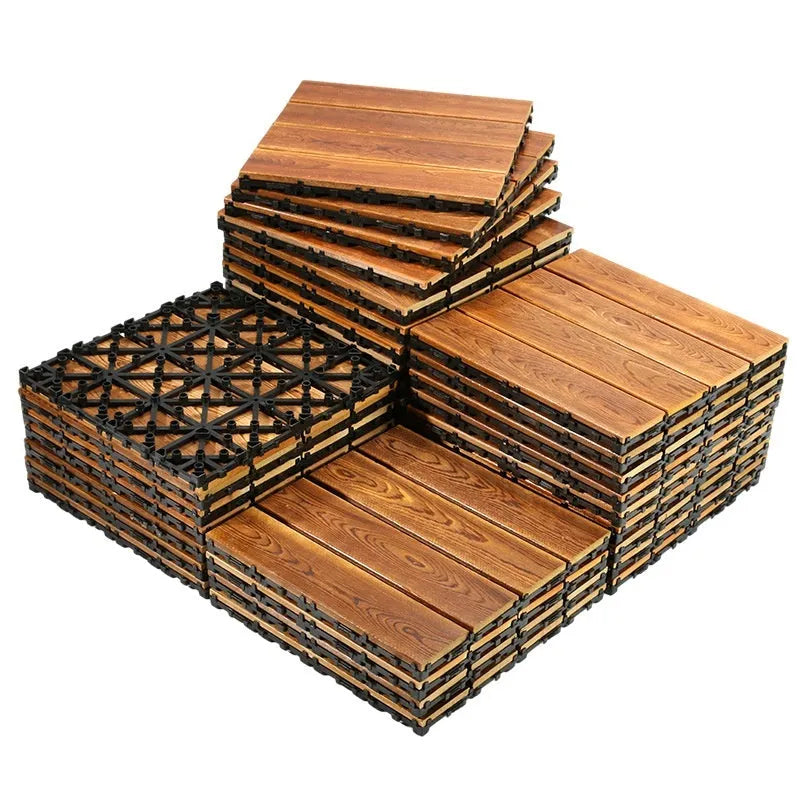 Camphor pine wood flooring tiles 30x30cm square for balcony thickening