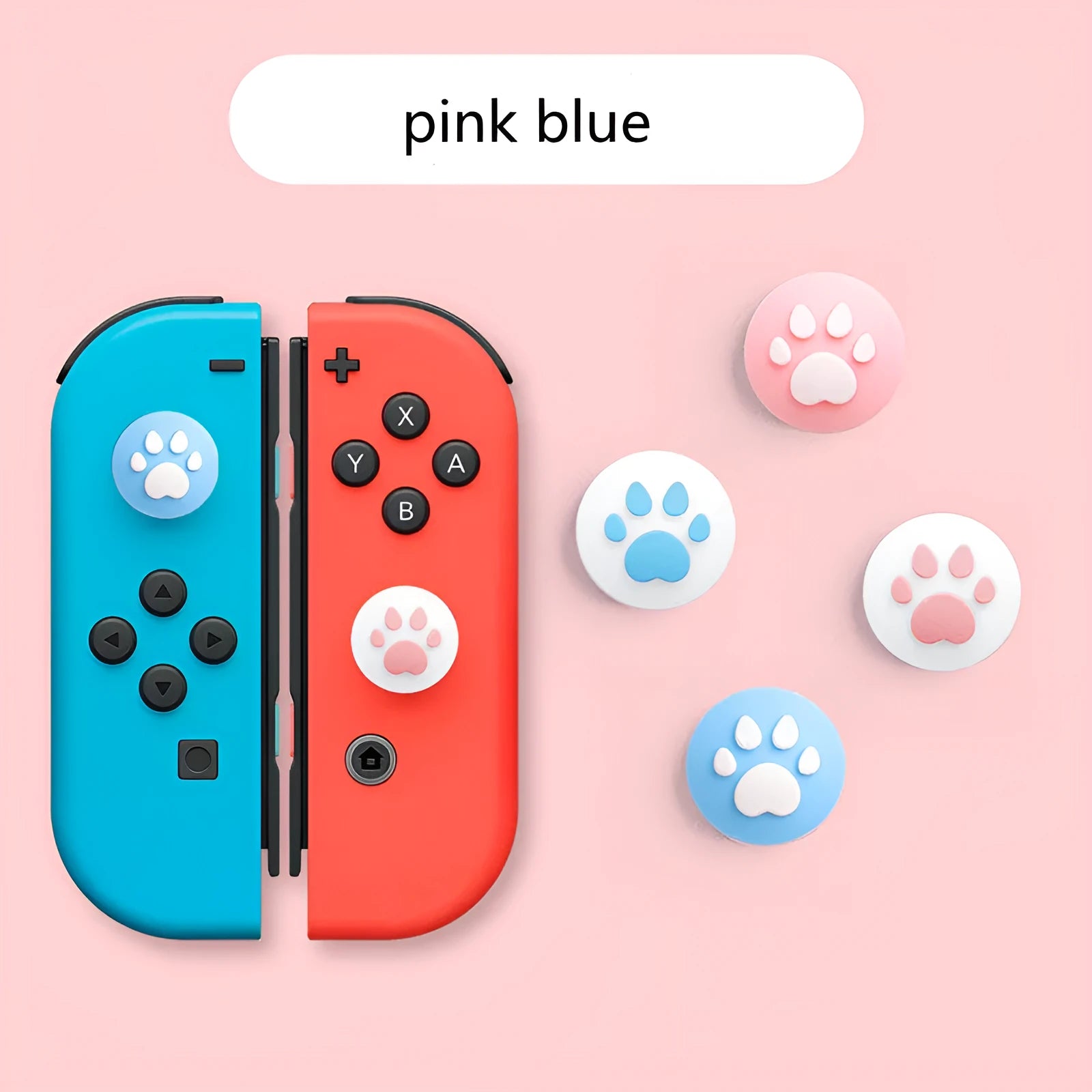 Nintendo Switch silicone joycon sleeve with four cat claw rocker caps in assorted colours