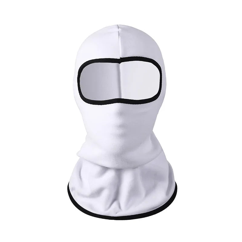 Unisex cotton motorcycle head cover in average size 55-60cm with dome cap design, shown with included gloves.