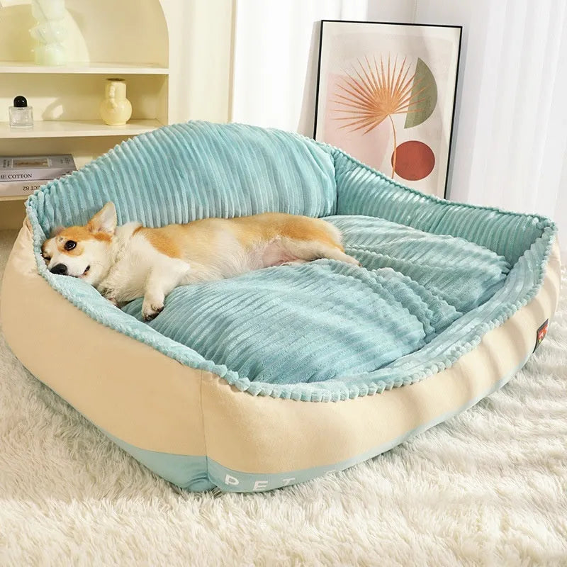 Morandi colour removable mat pet bed with kennel design for dogs and cats in two size options