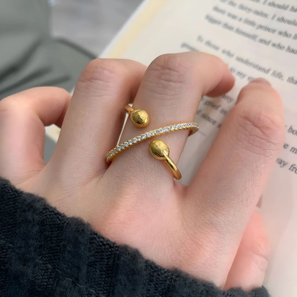Copper retro brushed planet scarf buckle ring with open mouth and adjustable opening, unisex geometry shape, colour A402