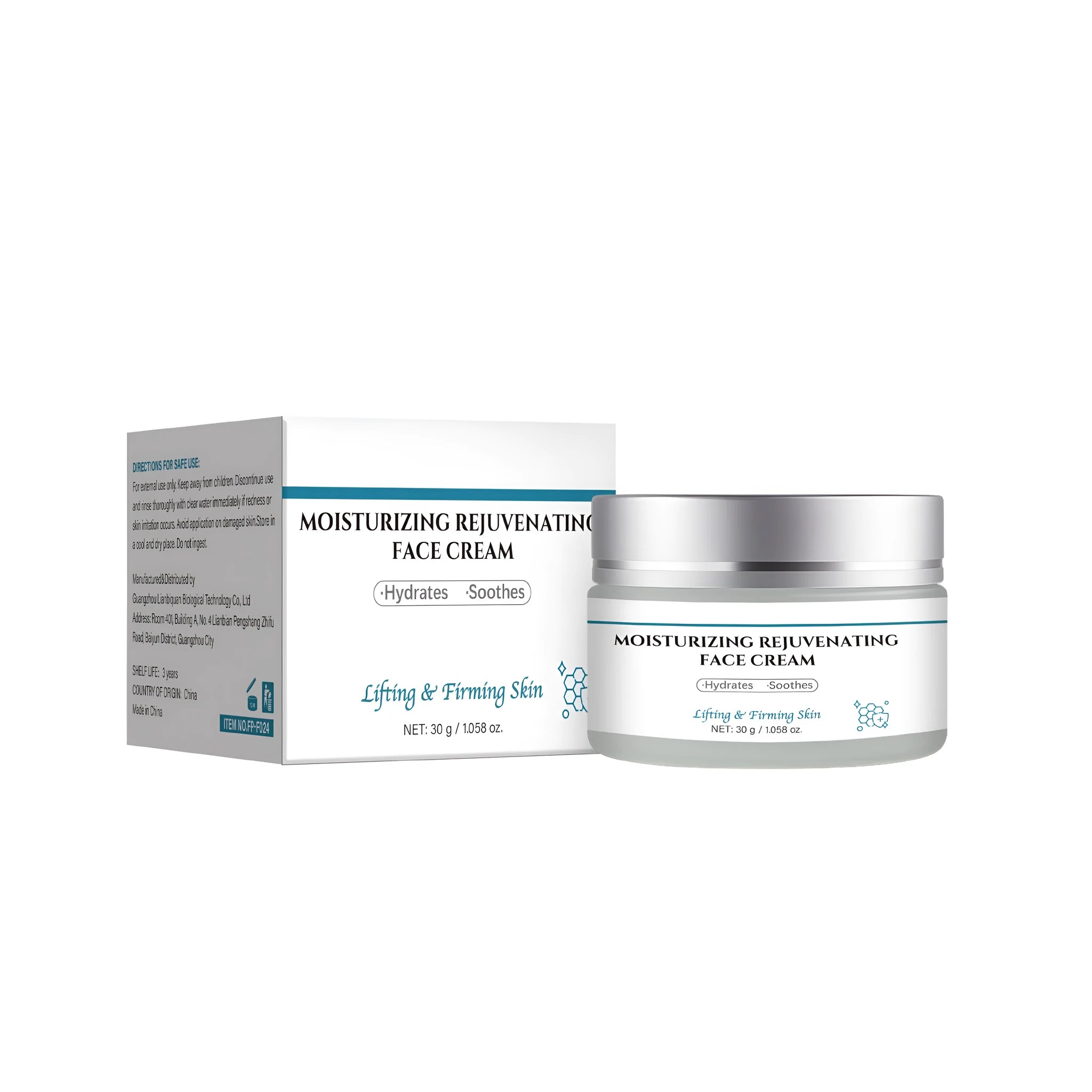Anti-ageing cream 30g container with FP-F024 body care appliance labelling