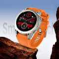 S53 black and orange outdoor GPS sports smart watch with touch screen on silicone strap