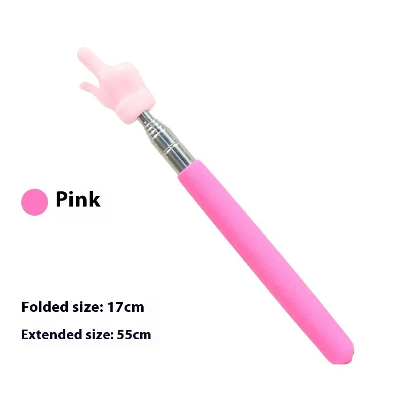 Retractable stainless steel baton children's finger reading teaching pointer in black and white fingers colour
