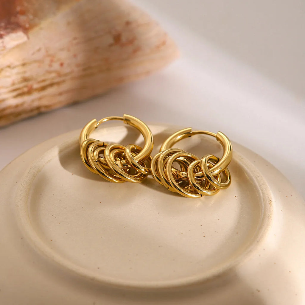 Stainless steel electroplated earrings in JDE2405019 colour matching unisex ins style jewellery
