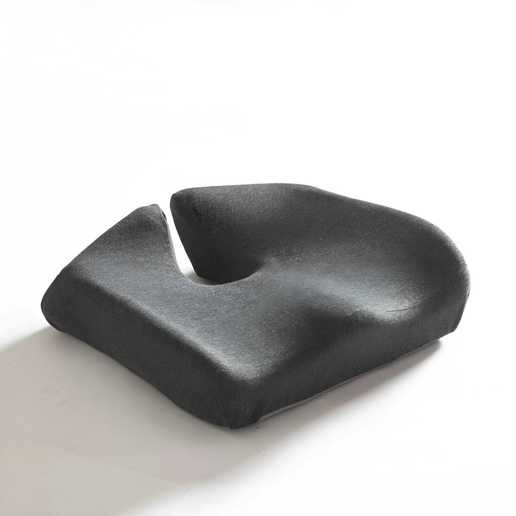 Memory foam office chair cushion for lumbar support measuring 36x40cm in black, grey or light grey