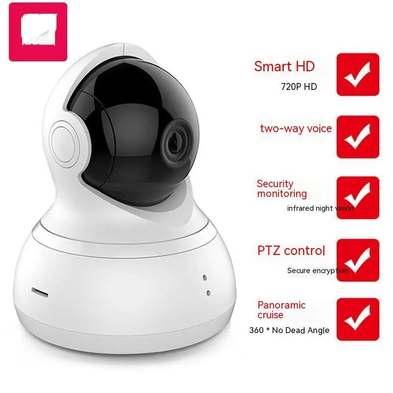 White wireless WiFi surveillance camera with 360-degree HD night vision and wall mount