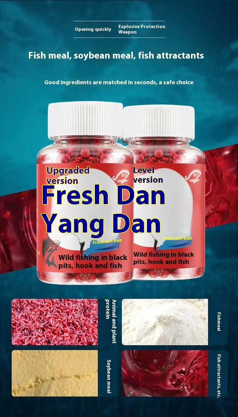 Grass green lazy particle fishing bait for freshwater crucian carp in plastic bottle packaging