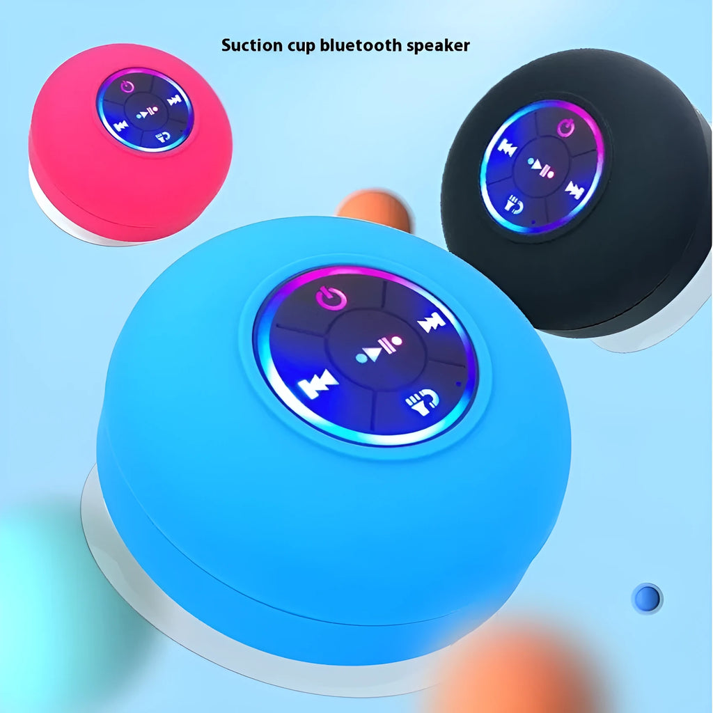 BTS07 large waterproof Bluetooth speaker with suction cup and light in six colour options.