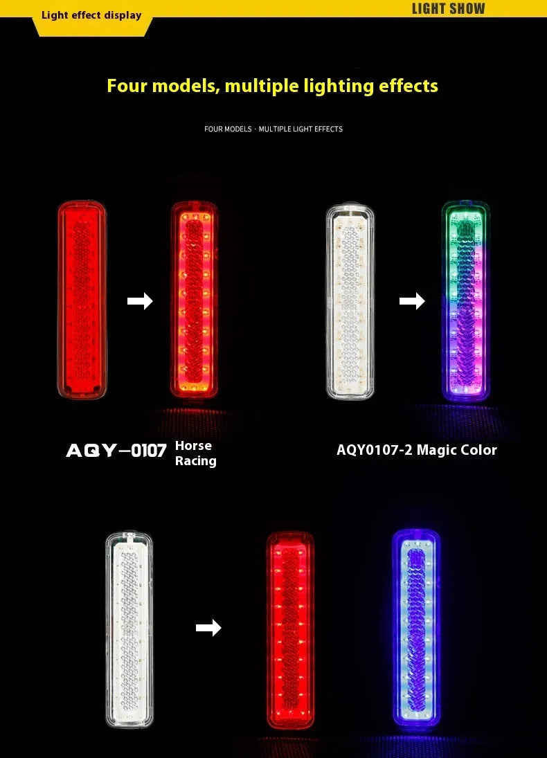 USB rechargeable bicycle light with colourful output for night safety riding