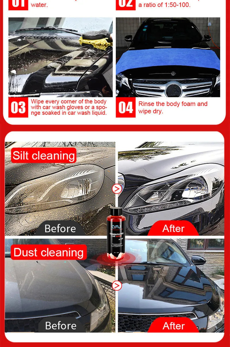100ml bottle of concentrated car shampoo cleaner with high foam formula