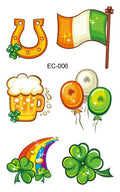 St. Patrick's Day temporary tattoo sticker with shamrock pattern measuring 120×75mm