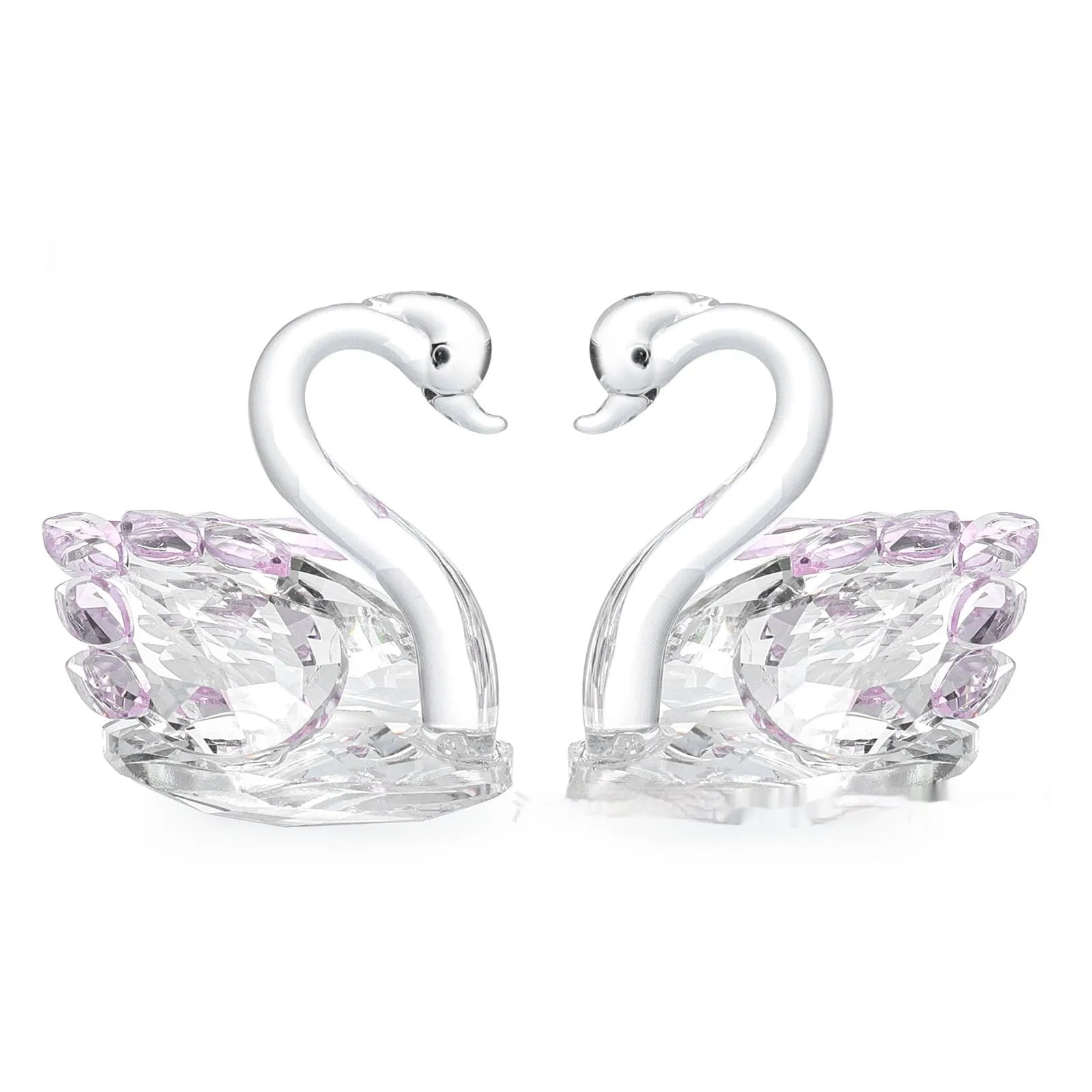 Crystal swan desktop decoration in red, blue, pink, or purple colours