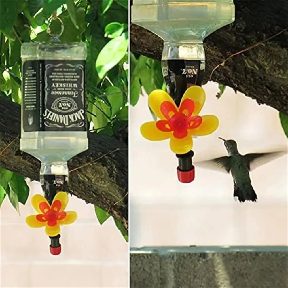 Wine bottle bird feeder with single head decoration for outdoor garden courtyard landscape