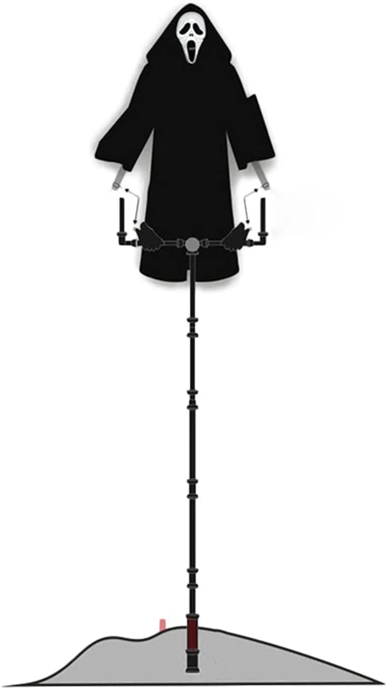 Plastic skeleton scarecrow Halloween decoration with screaming skull design measuring 70cm by 40cm