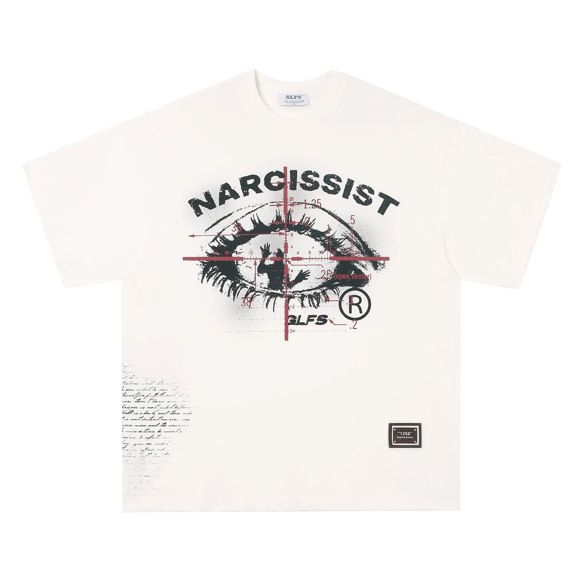 American retro hip hop gothic letter print on a black short sleeve cotton T-shirt.