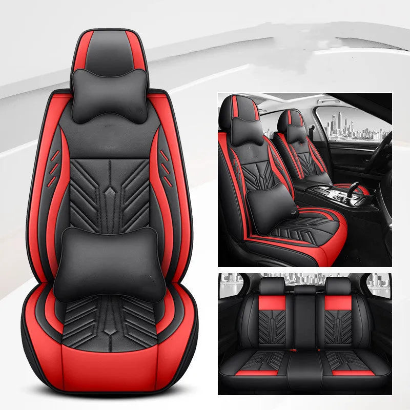 Full-leather car seat cushion with contrast stitching in multiple colour options