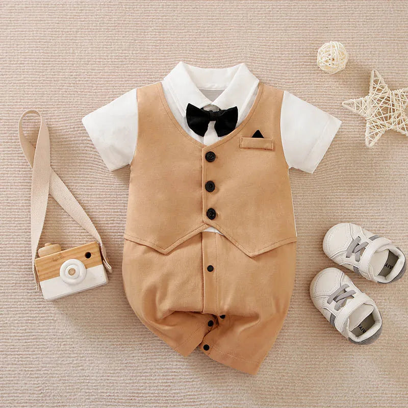 Baby boy gentleman style long sleeve jumpsuit in wine red colour