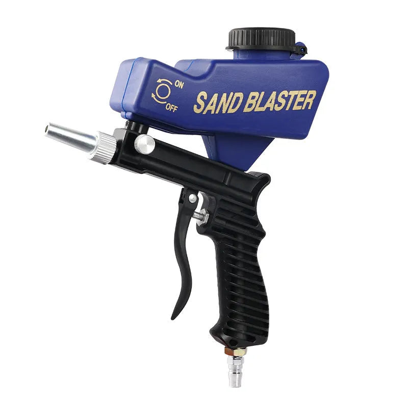 Portable black pneumatic sandblasting gun with 21-litre tank and 6.5mm nozzle for surface treatment