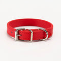 PU leather dog collar in Coffee colour, S size 1.0x30cm, with metal buckle on white background