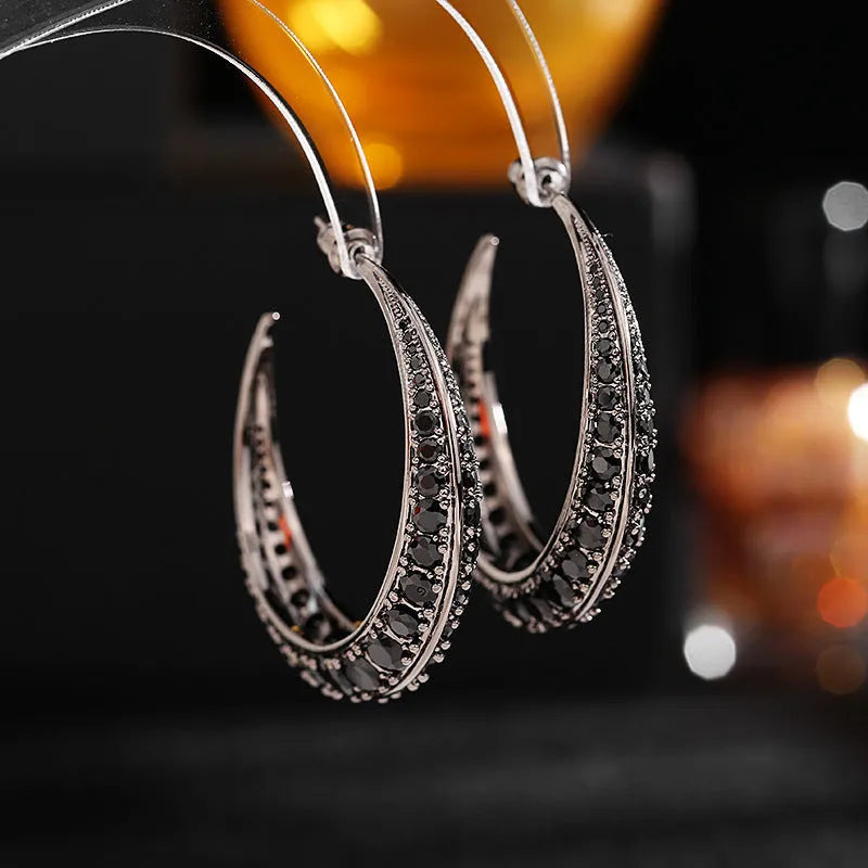 Women's geometric copper hoop earrings with zirconium embellishments measuring 4.3x4.5cm