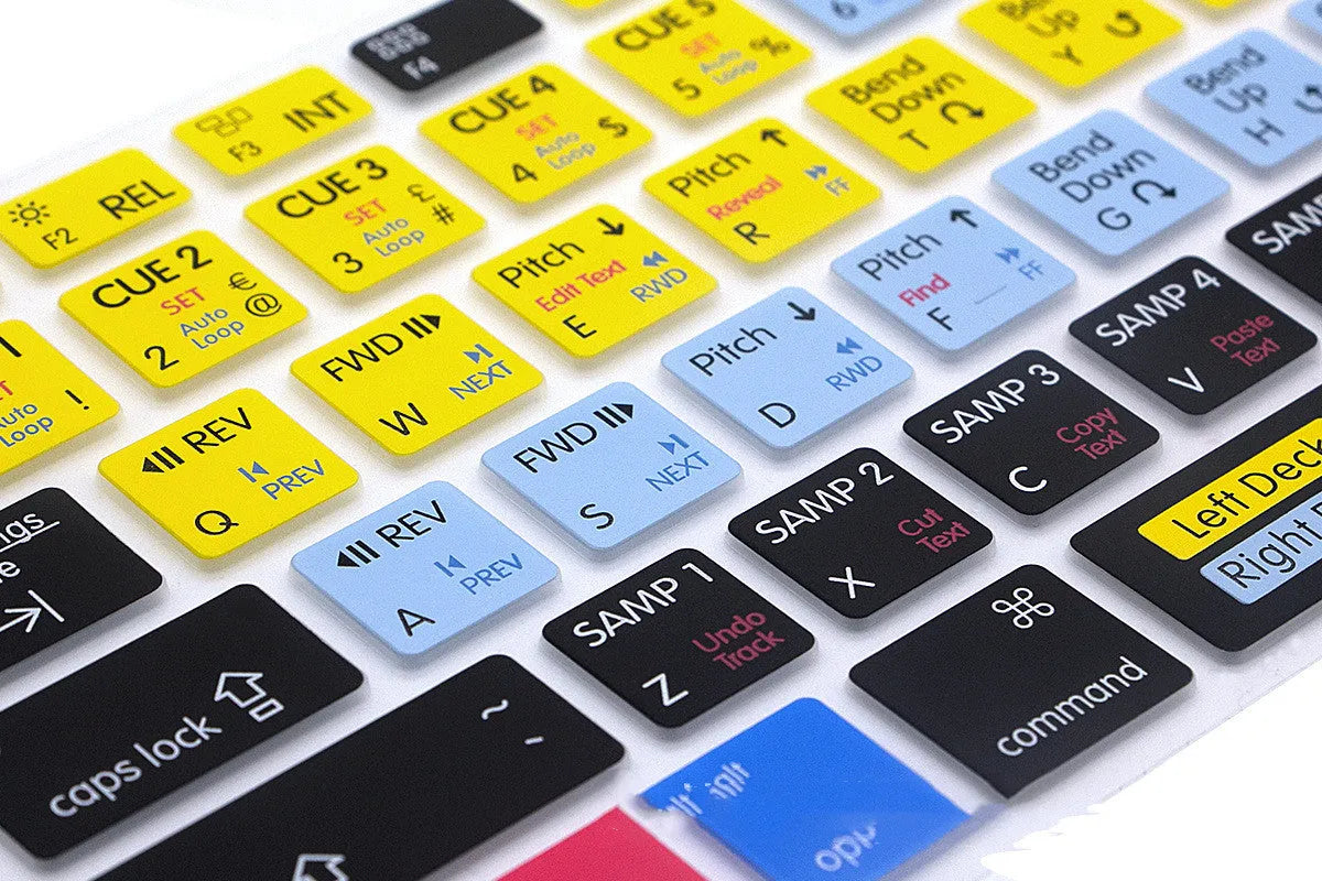 Silicone keyboard film for MacBook Pro with printed shortcut keys for music and video software