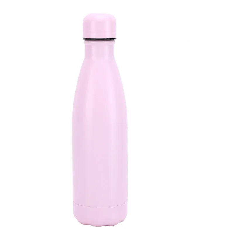 Insulated stainless steel water bottle mug with rubber painted surface and vacuum flask design in multiple colours