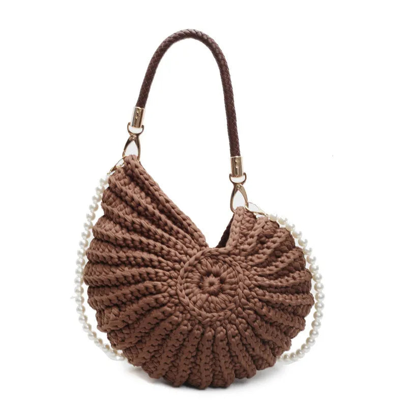 Women's woven cloth shoulder bag in European American retro style with double straps