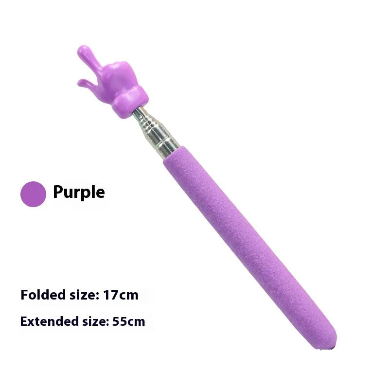 Retractable stainless steel baton children's finger reading teaching pointer in black and white fingers colour
