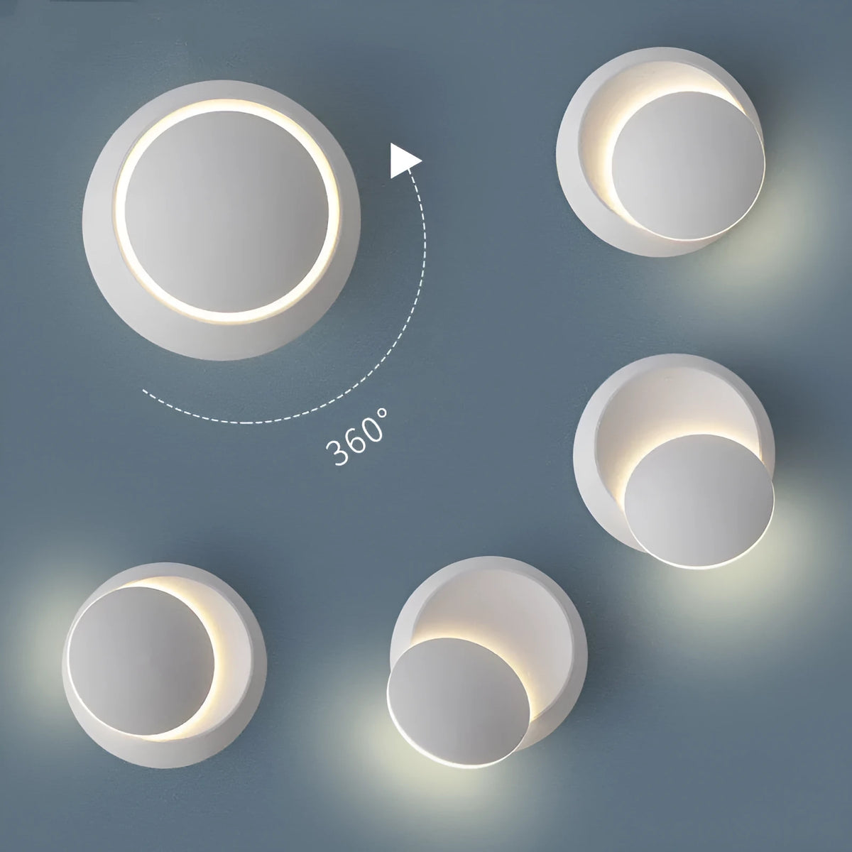 Moon bedside lamp with iron shade in white colour, 14x7cm, button switch, LED light source