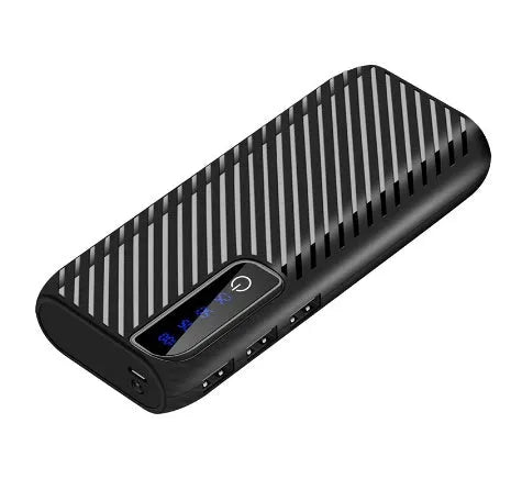 20000mAh portable power bank in black, blue, pink, or white with dual USB outputs