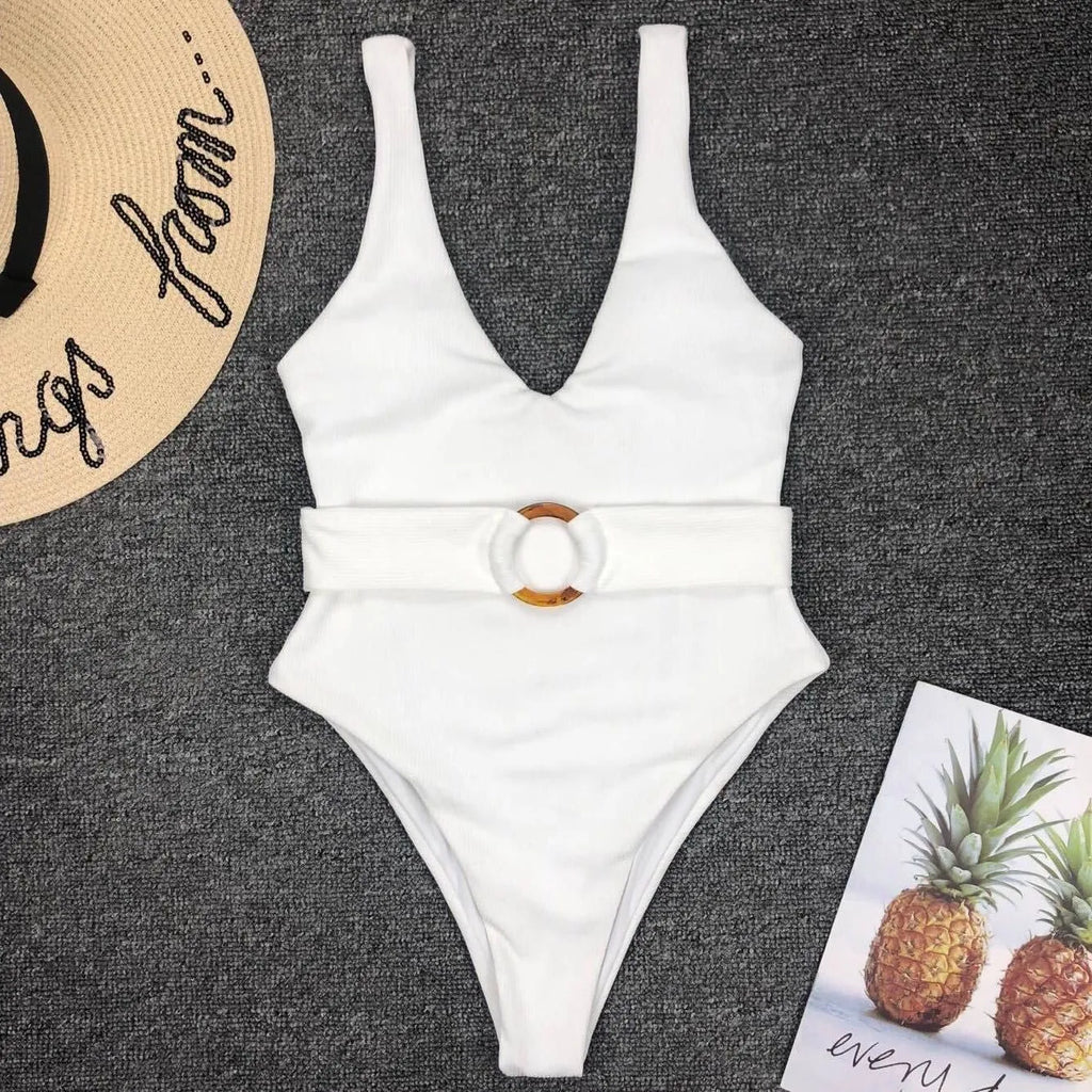White nylon triangle bikini swimsuit with steel pad option for women