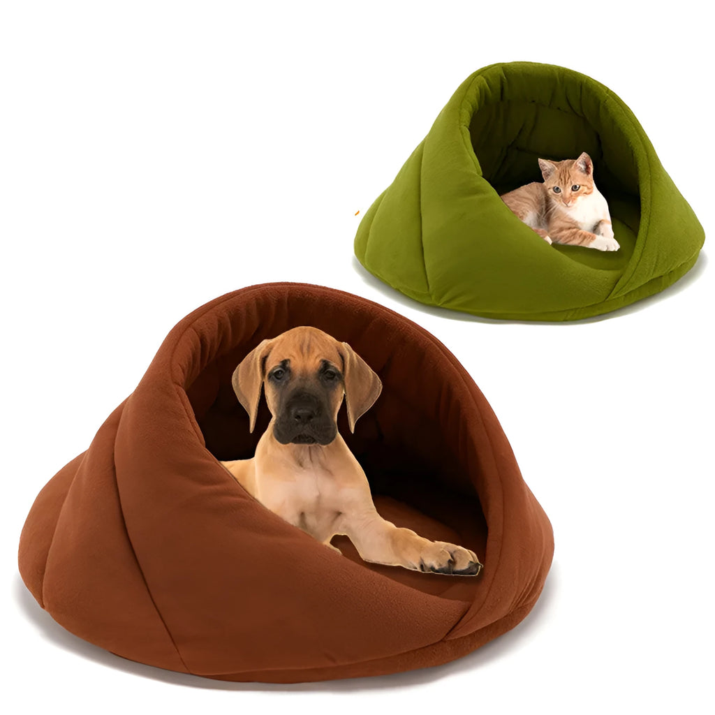 Polar fleece pet nest dog mat in fruit green on a kennel floor, available in sizes XS to L
