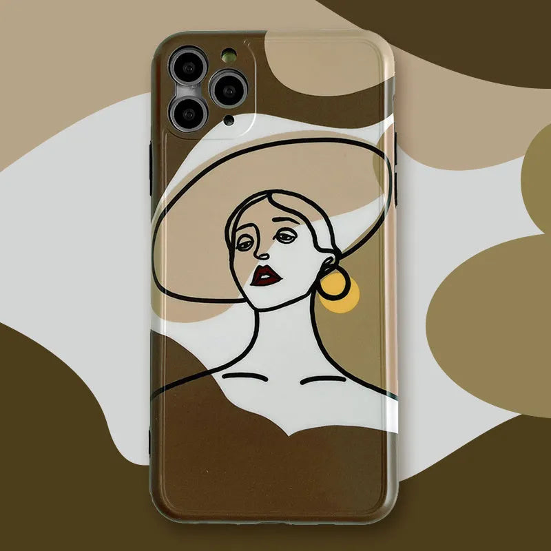 Orange yellow line painting cartoon design soft silicone iPhone case for Apple iPhone 11 Pro Max
