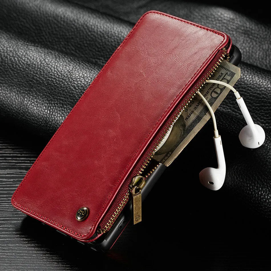 PU leather flip phone case for SAMSUNG Note9 in black, brown, and red colours