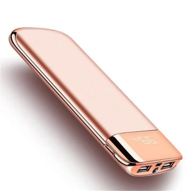 Y10 black power bank with LCD screen showing battery percentage and two USB ports