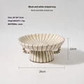 Black and white striped synthetic resin fruit plate with 20cm diameter