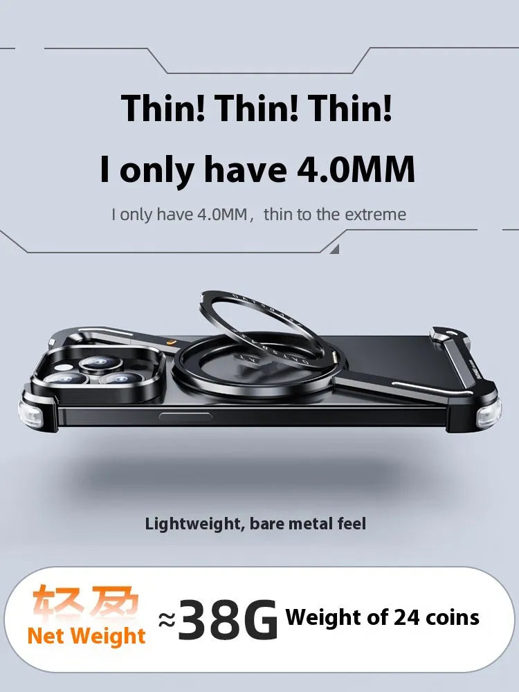 Aluminium alloy magnetic phone case for iPhone 15 with hollow heat dissipation design in black