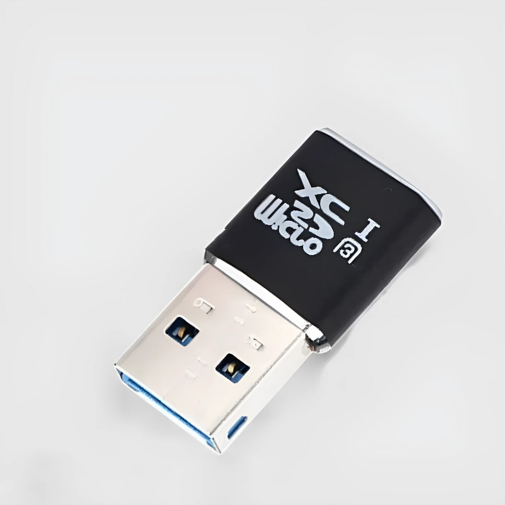 Black USB 3.0 memory card reader for Micro SD and T-Flash cards with ABS construction
