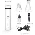 G12 white and black cordless pet hair clipper with shaving, trimming, and nail grinding heads for dogs and cats