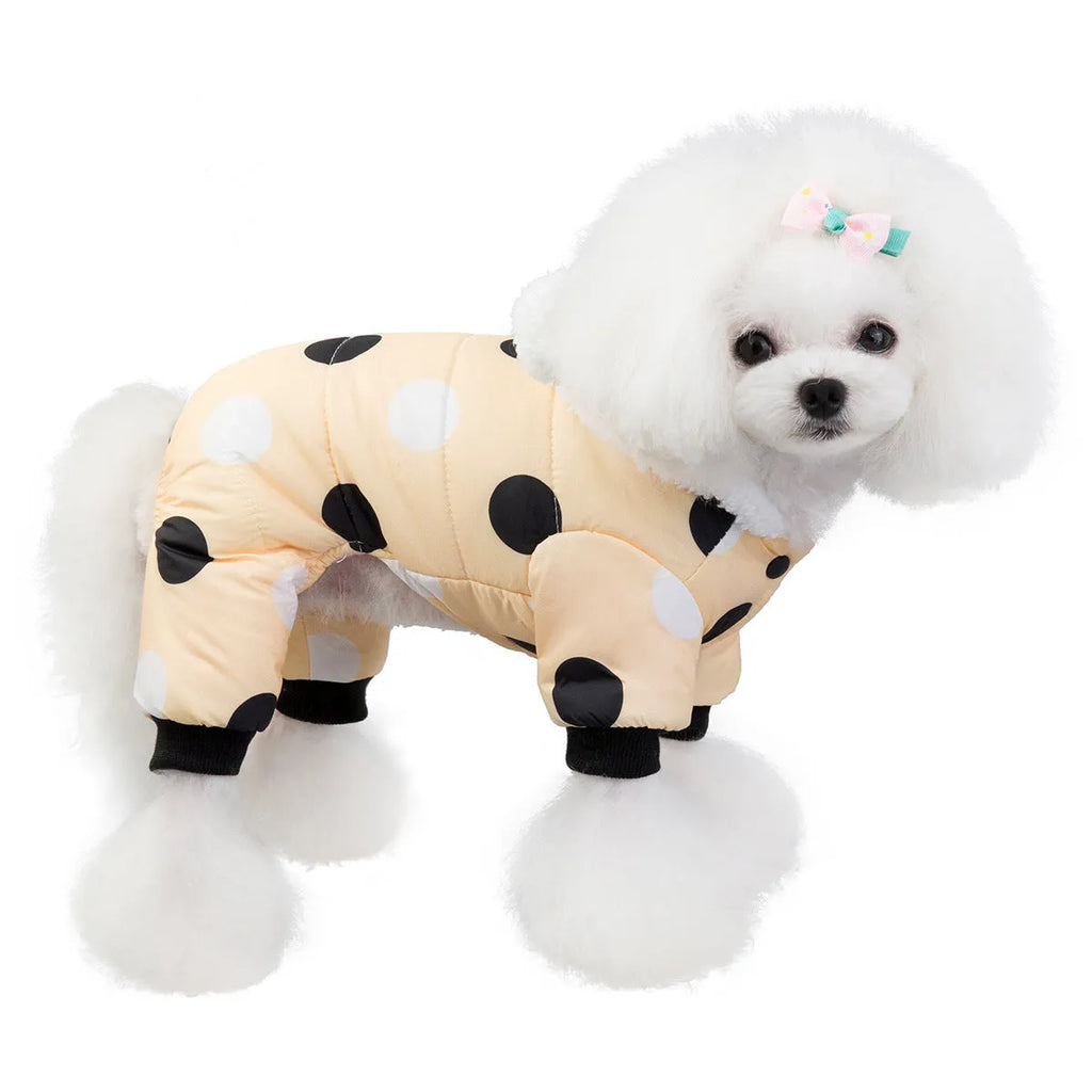 Warm cotton big polka dot four-leg coat in casual style, available in multiple colours and sizes